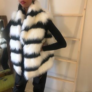 Eye Catching Black/White Faux Fur Vest